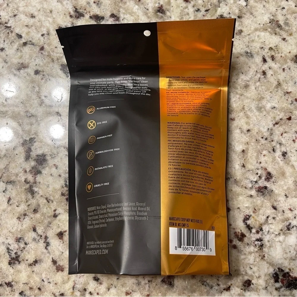 Manscaped | Crop Mop Ball, Butt, and Body Wipes | 15 Count